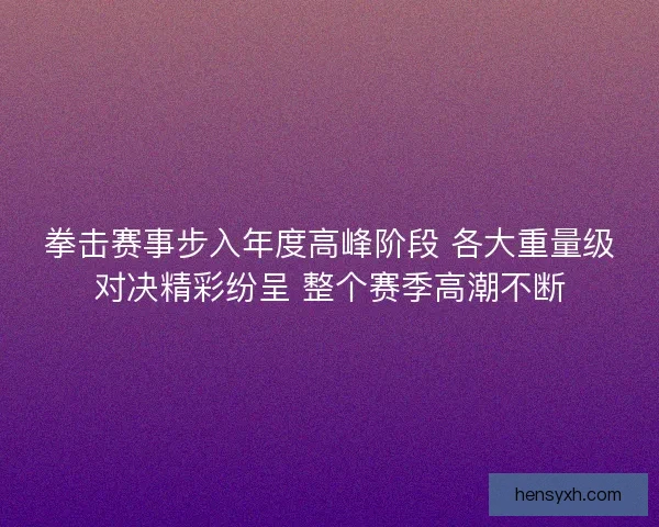 拳击赛事步入年度高峰阶段 各大重量级对决精彩纷呈 整个赛季高潮不断